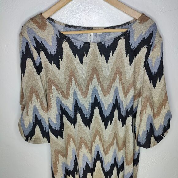 Tacera Sand Print Abstract Shirt Dress - Picture 4 of 9